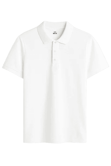 Blank white polo shirt for product customization preview.